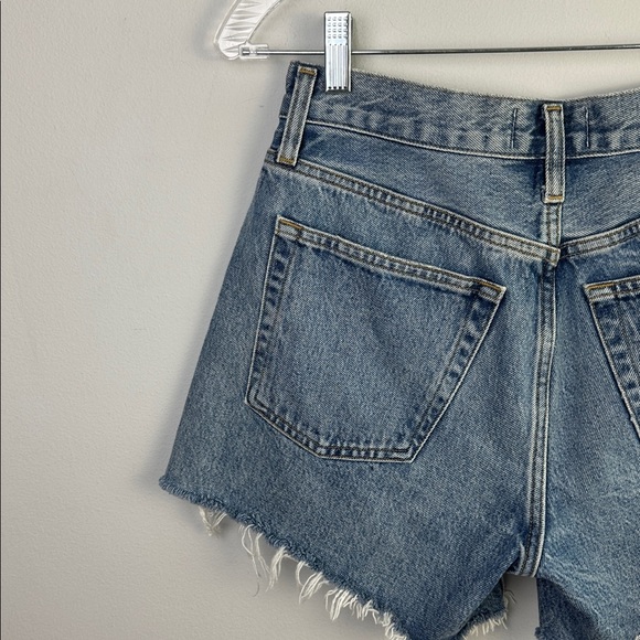 Agolde Parker Long Vintage Loose Jean Shorts Regenerative Cotton Frayed Size 25 - Picture 10 of 16